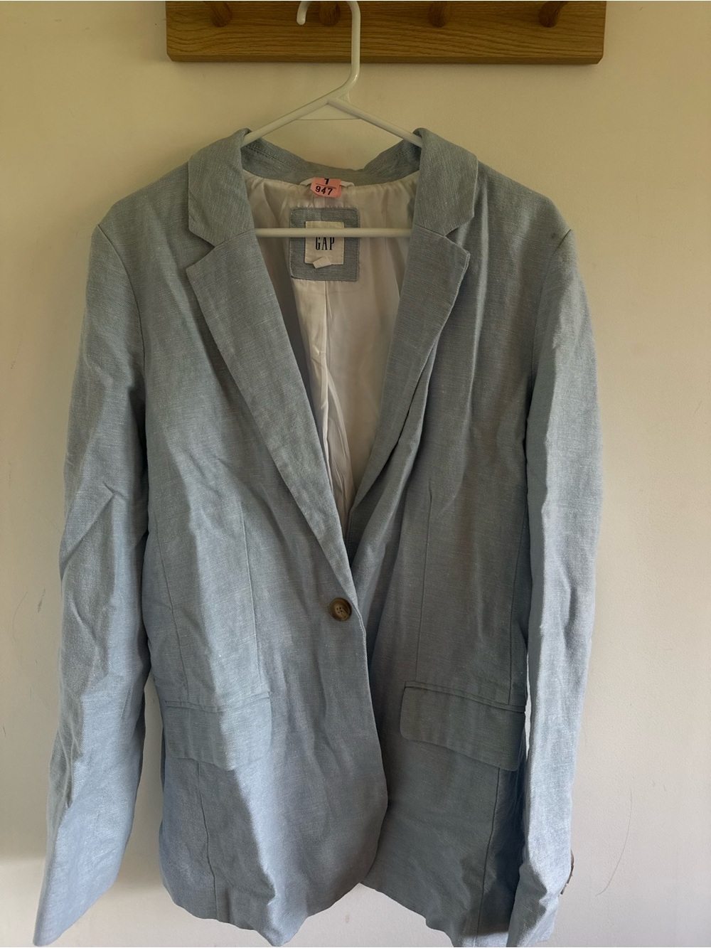 GAP Men's Pale Blue Single-Button Blazer